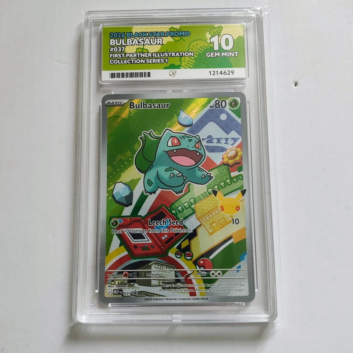 Bulbasaur 037 Black Star Promo ACE Grading GEM MINT 10 First Partner Pokemon – Photo 1